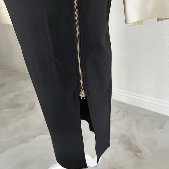 Elegant Black Pencil Skirt and White Blouse - Picture 3 of 6